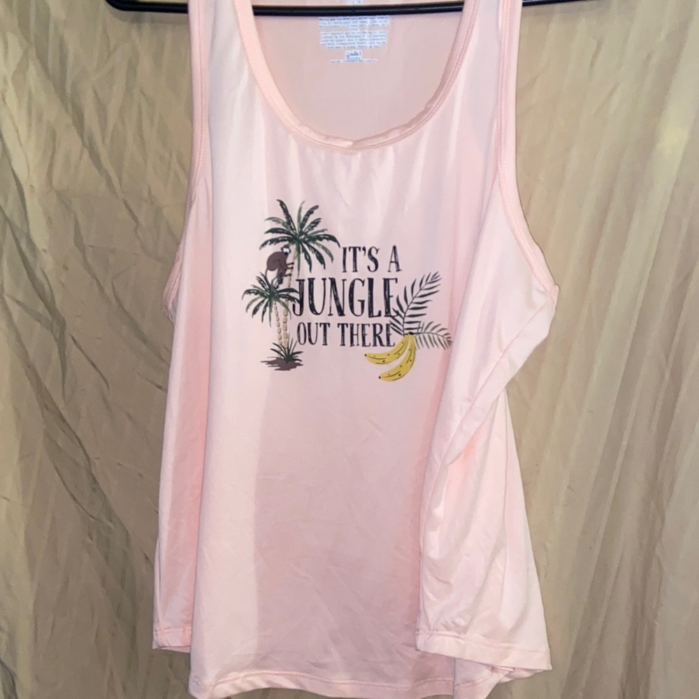 Light Pink Jungle Graphic Women's Tank Top